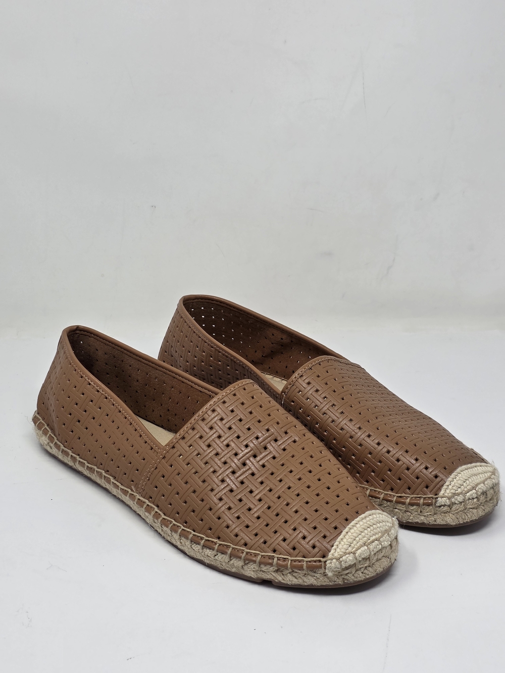 Talbots Izzy Nappa Espadrilles Women’s Brown Woven Espadrille Flats Faux Leath..